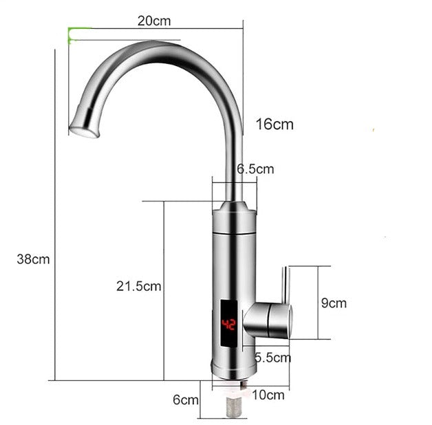 Brehn | Elektrische Küchenarmatur mit integriertem Durchlauferhitzer | 3000W Schnellheizsystem | Edelstahl-Finish | Digitale Temperaturanzeige | Instant-Warmwasser-Technologie