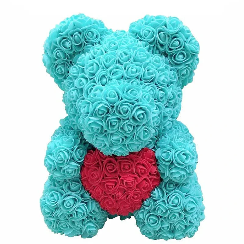 Rosen-Teddybär mit handgefertigten Schaumstoffrosen – 40 cm