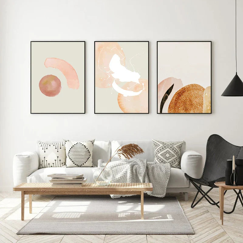 Minimalistische Pastell-Aquarell-Wandkunst Feine Kunst Leinwanddrucke Modern abstrakte nordische Bilder für Wohn- und Schlafzimmer Kunstdekoration | Brehn