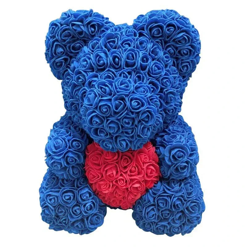 Rosen-Teddybär mit handgefertigten Schaumstoffrosen – 40 cm