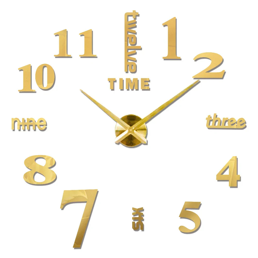 Große Wanduhr DIY 3D Selbstkleber Spiegel Acryl Wanduhr für Küche Esszimmer Wohnzimmer Kreative Wohnkultur | Brehn