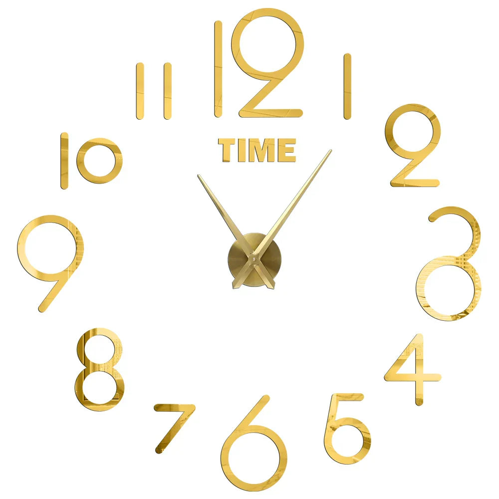 Große Wanduhr DIY 3D Selbstkleber Spiegel Acryl Wanduhr für Küche Esszimmer Wohnzimmer Kreative Wohnkultur | Brehn