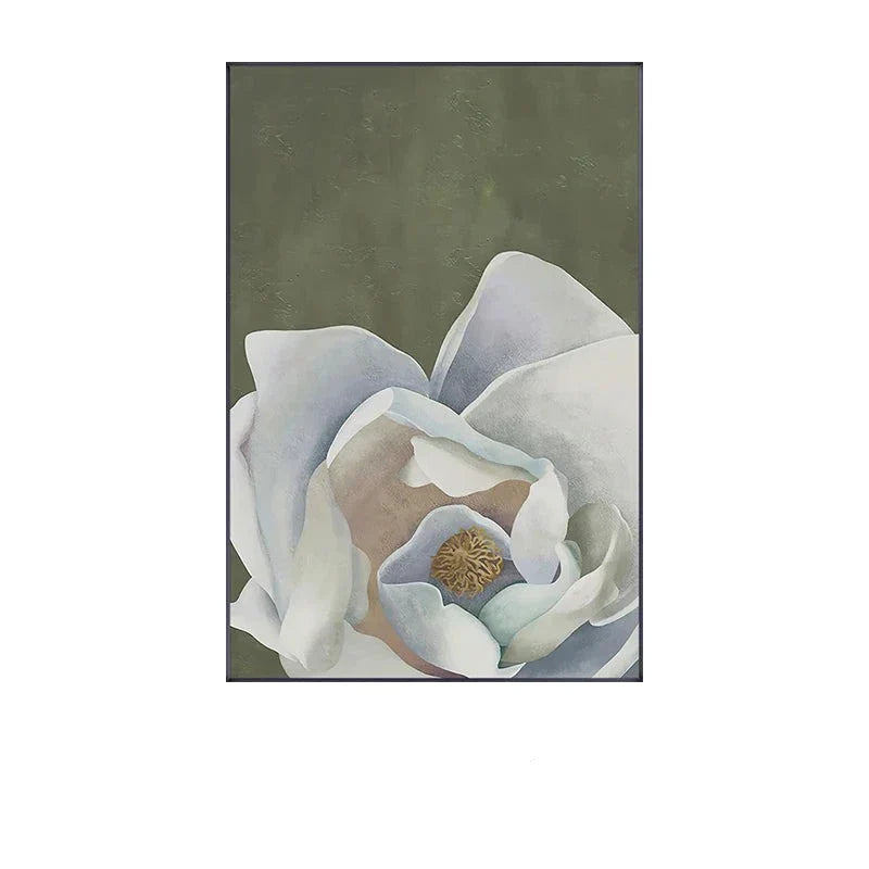 Skandinavische große florale Wandkunst feine Kunstdrucke auf Leinwand weiße Blütenblumen Poster moderne botanische Bilder für Foyer Wohnzimmer | Brehn
