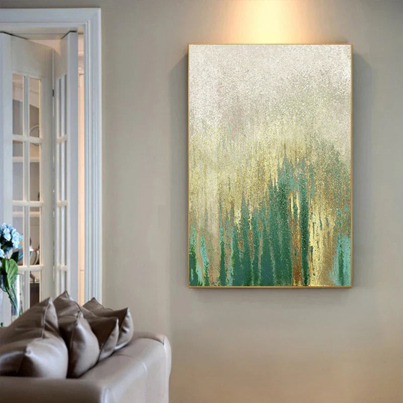 Grün Beige Goldene Abstrakte Wandkunst Feine Kunst Leinwand Drucke Bilder Für Modernes Apartment Wohnzimmer Esszimmer Kunst Dekor | Brehn