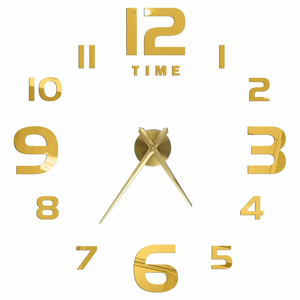 Große Wanduhr DIY 3D Selbstkleber Spiegel Acryl Wanduhr für Küche Esszimmer Wohnzimmer Kreative Wohnkultur | Brehn