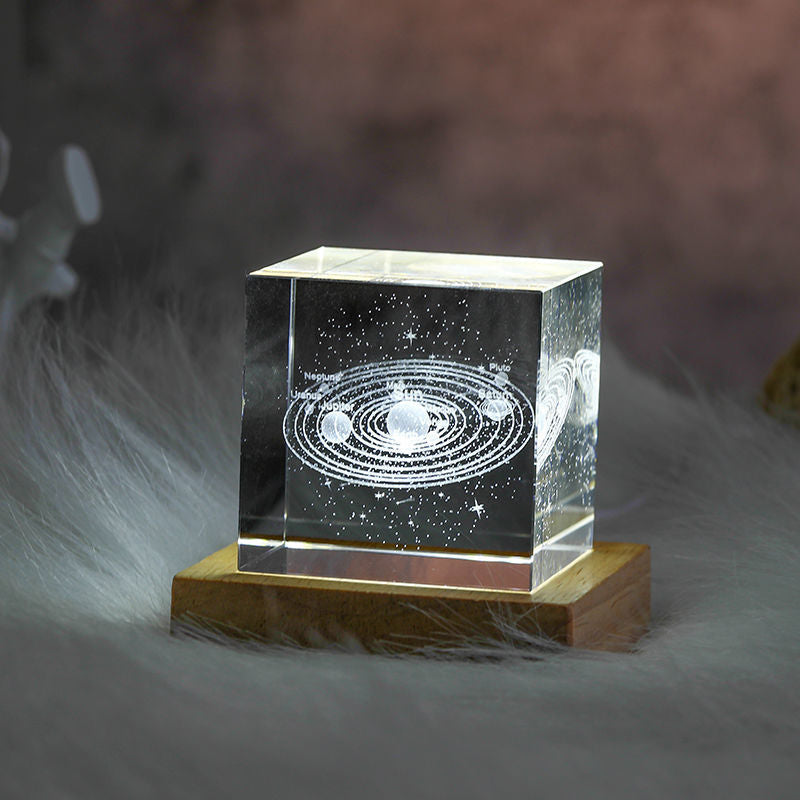 3D Kristallwürfel Mond Nachtlicht | Brehn