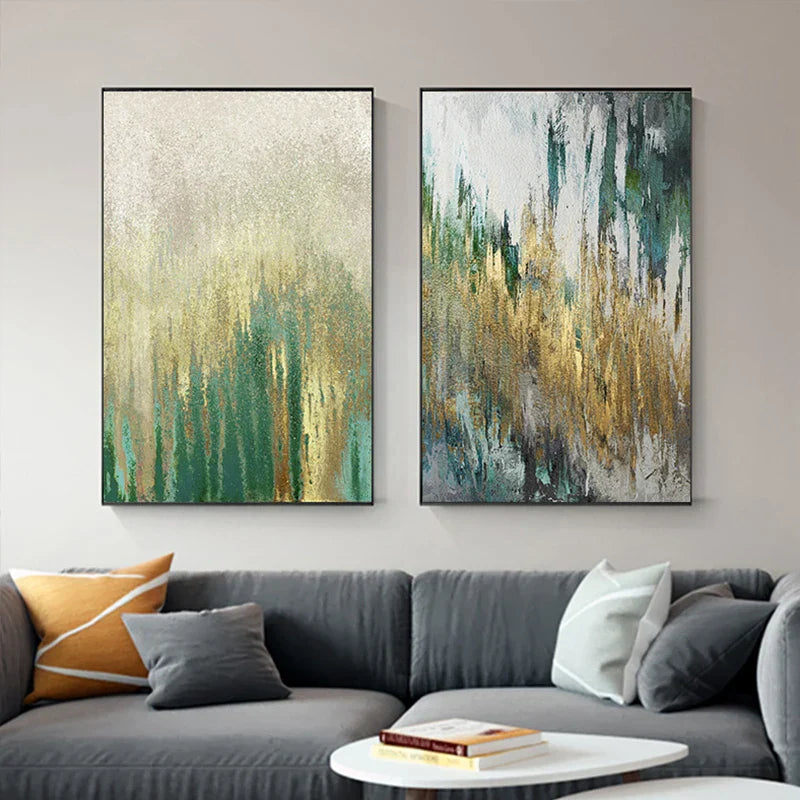 Grün Beige Goldene Abstrakte Wandkunst Feine Kunst Leinwand Drucke Bilder Für Modernes Apartment Wohnzimmer Esszimmer Kunst Dekor | Brehn
