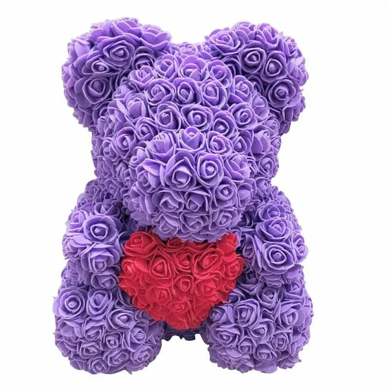 Rosen-Teddybär mit handgefertigten Schaumstoffrosen – 40 cm