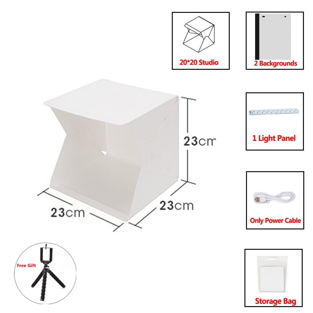 Mini Foto Studio - Faltbare Lichtbox mit LED | Brehn