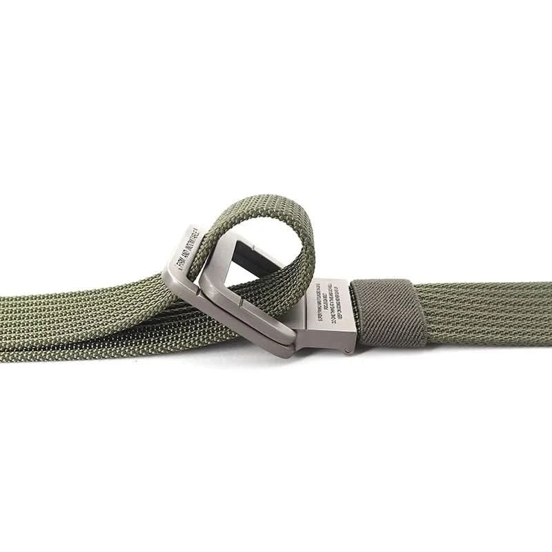Unisex-Canvas-Gürtel – Doppelte Metallringschnalle, verstellbar
