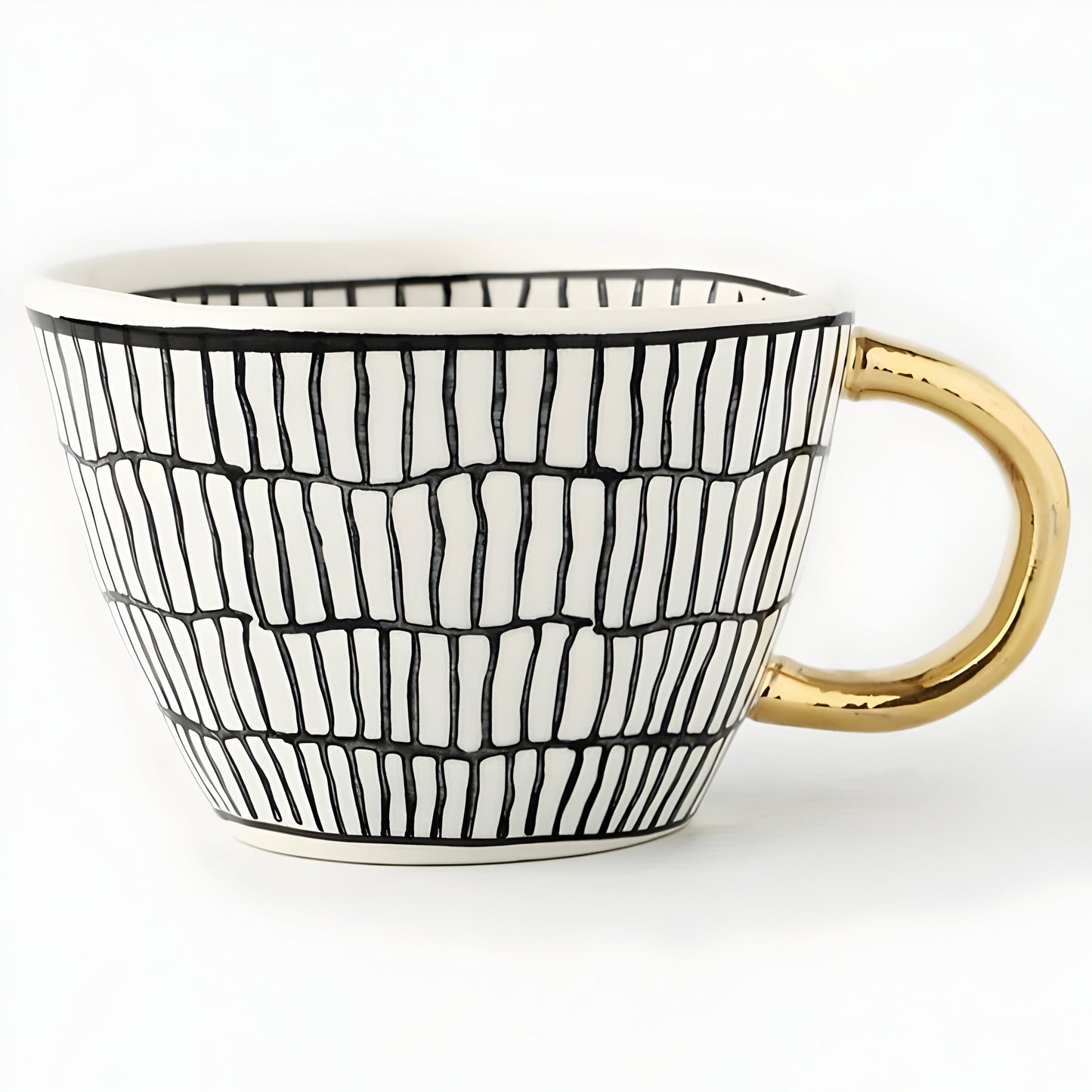 Keramiktasse mit geometrischem Design – Stilvoll und modern | Ideal für Kaffee oder Tee | Brehn