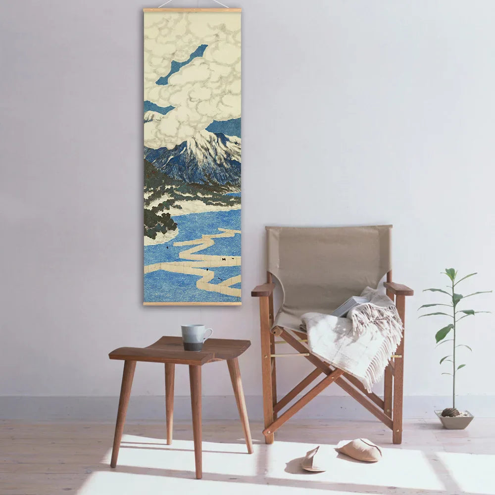 Japanische Ou-Mi Ukiyoe Scroll Druck Poster Landschaft Wandkunst Bilder Wohnzimmer Vintage Malerei Bauernhaus Wohnkultur