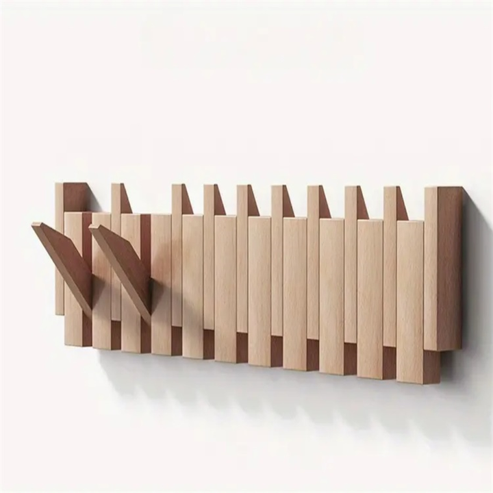 Holzgarderobe im Piano-Design mit klappbaren Haken | Brehn