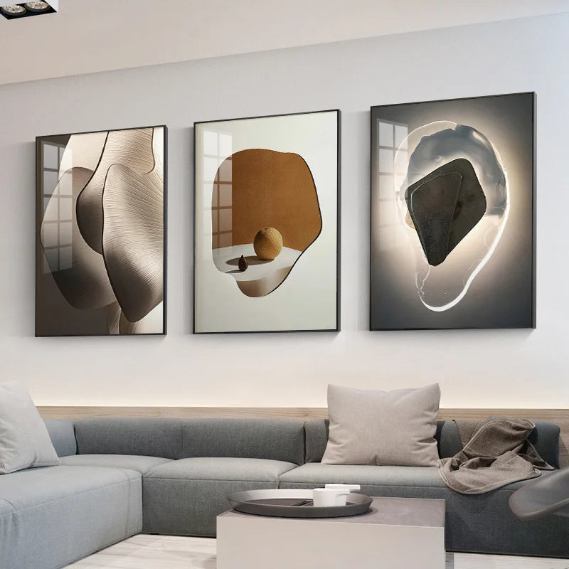 Moderne Ästhetik Abstracte Geometrie Wandkunst Feine Kunst Leinwanddrucke Bilder für luxuriöse Wohnung Wohnzimmer Esszimmer Eingang Foyer Kunst Dekor | Brehn