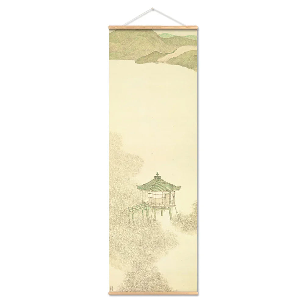 Japanische Ou-Mi Ukiyoe Scroll Druck Poster Landschaft Wandkunst Bilder Wohnzimmer Vintage Malerei Bauernhaus Wohnkultur