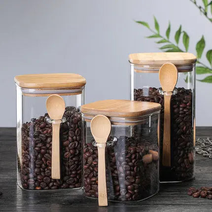 Bamboo- und Glas-3-teiliger Behältersatz Brehn