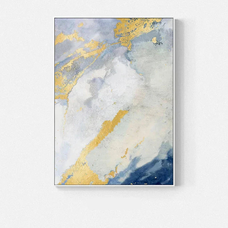 Blaue Goldene Ozeanspray Seestandsabstrakte Wandkunst Feine Kunst Leinwanddrucke Marmor Bilder Für Wohnzimmer Esszimmer Kunst Für zeitgenössische Innenräume