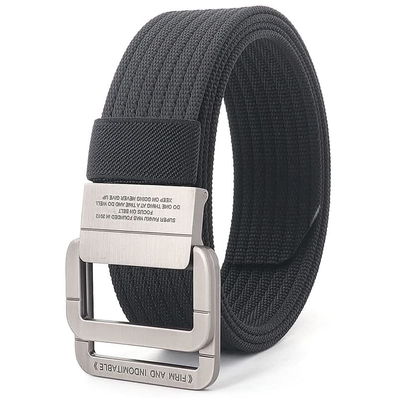 Unisex-Canvas-Gürtel – Doppelte Metallringschnalle, verstellbar