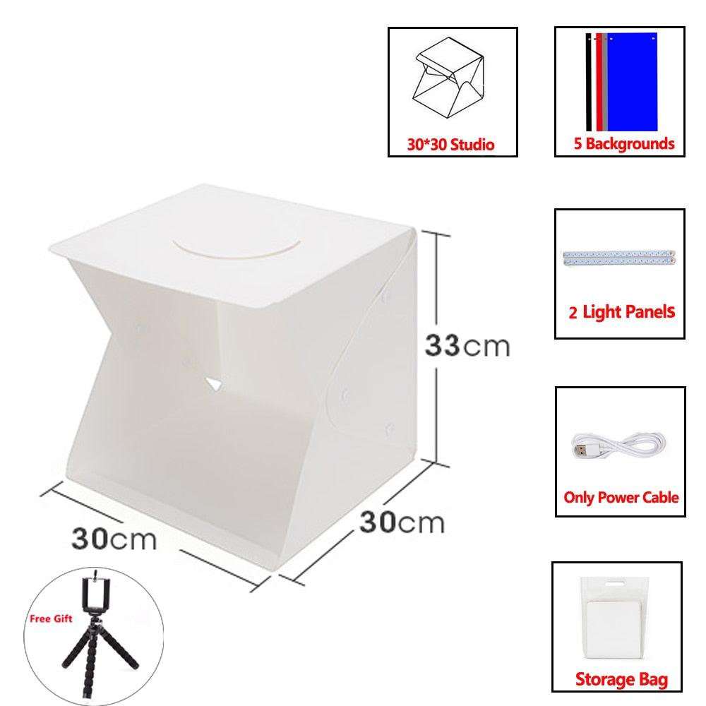 Mini Foto Studio - Faltbare Lichtbox mit LED | Brehn