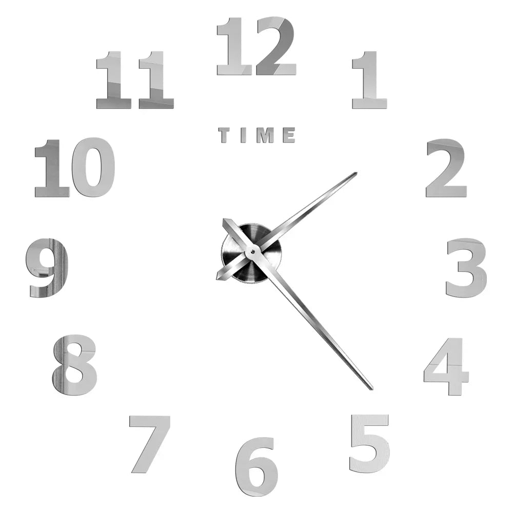 Große Wanduhr DIY 3D Selbstkleber Spiegel Acryl Wanduhr für Küche Esszimmer Wohnzimmer Kreative Wohnkultur | Brehn