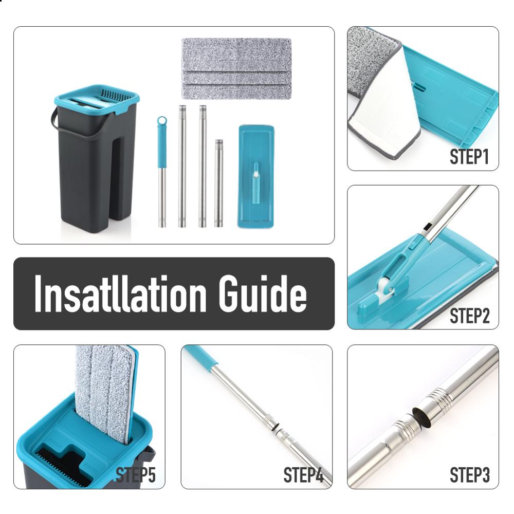 Brehn | Magic Mop – Enthält 4 Pads, 360° drehbar & waschbar