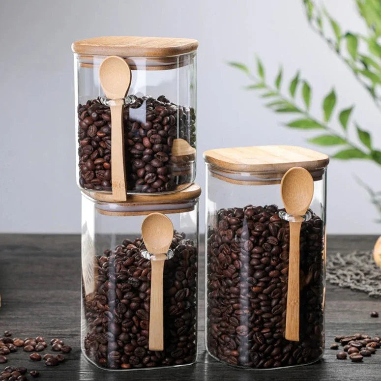 Bamboo- und Glas-3-teiliger Behältersatz Brehn