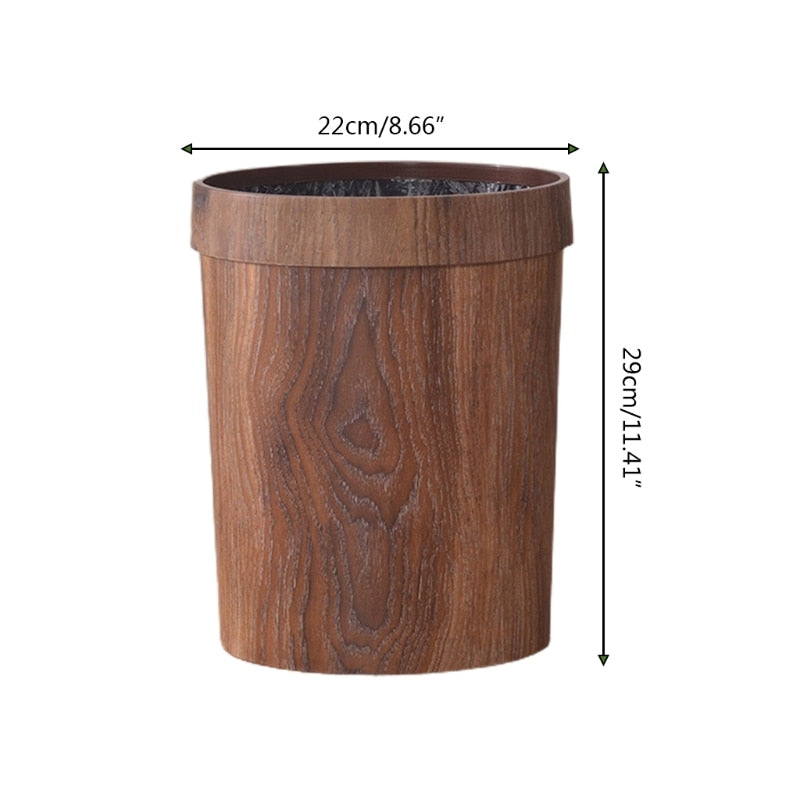Eleganter Mülleimer im Retro-Stil mit Holzmaserung