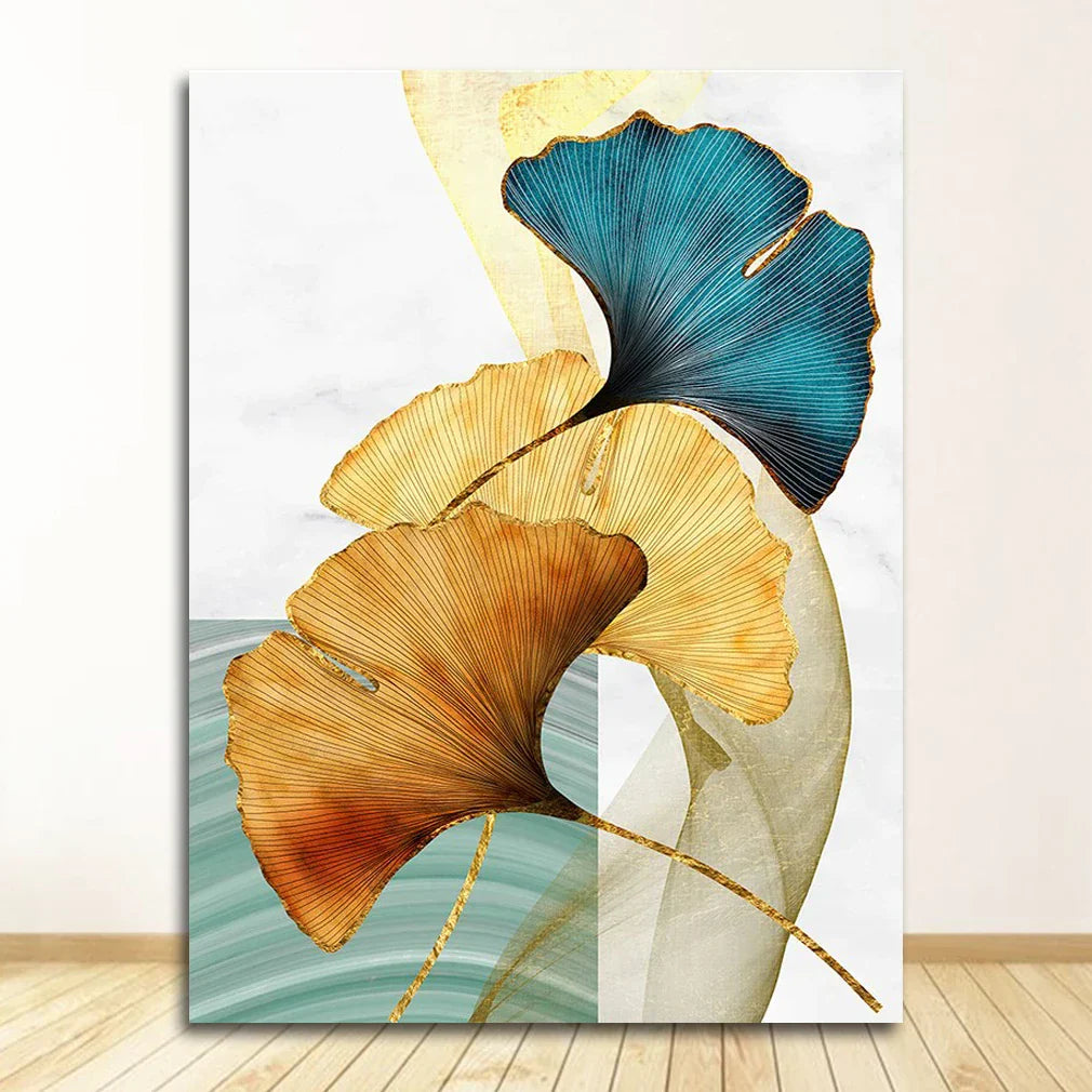 Abstrakte exotische botanische Wandkunst Fine Art Leinwanddrucke Blau Grün Gelb Blumenbilder für Wohnzimmer Schlafzimmer leicht luxuriöse Wohnkultur