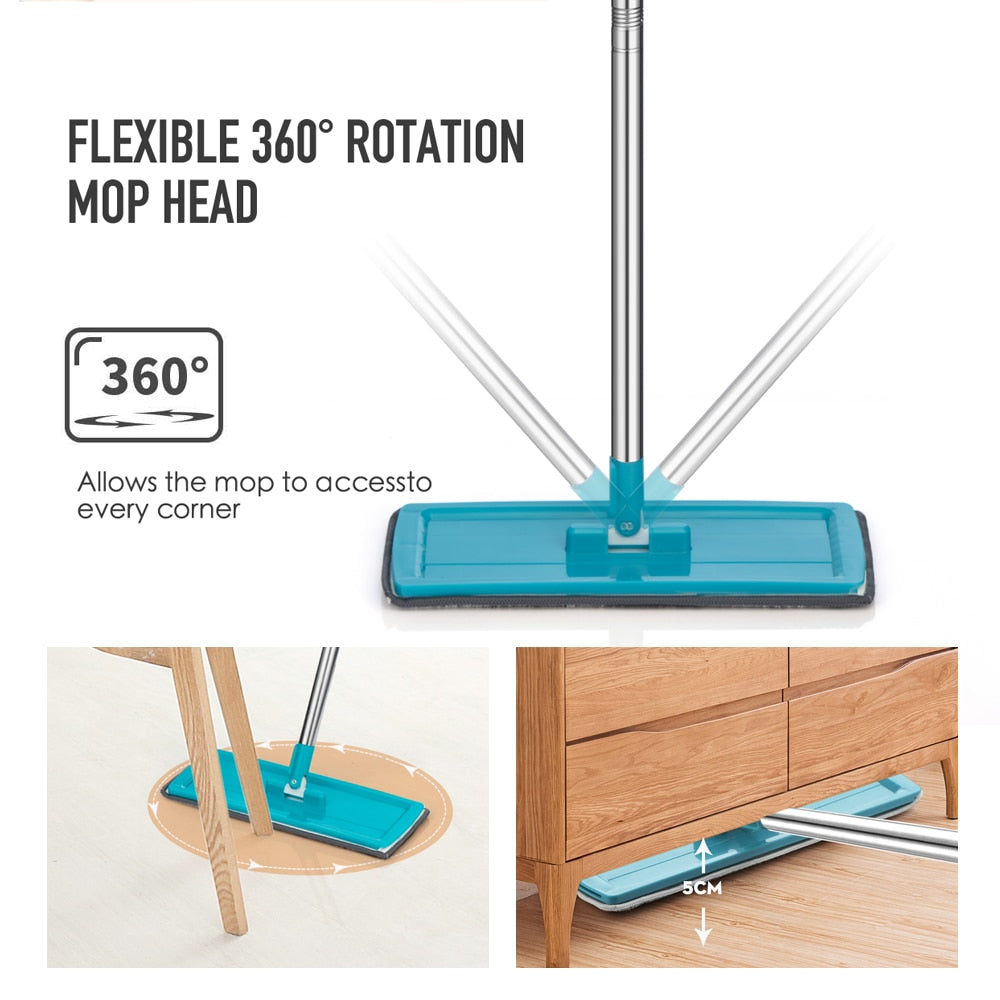 Brehn | Magic Mop – Enthält 4 Pads, 360° drehbar & waschbar