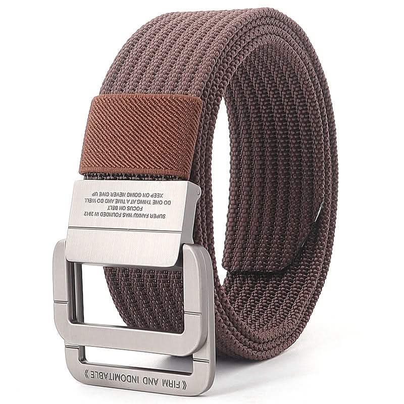 Unisex-Canvas-Gürtel – Doppelte Metallringschnalle, verstellbar