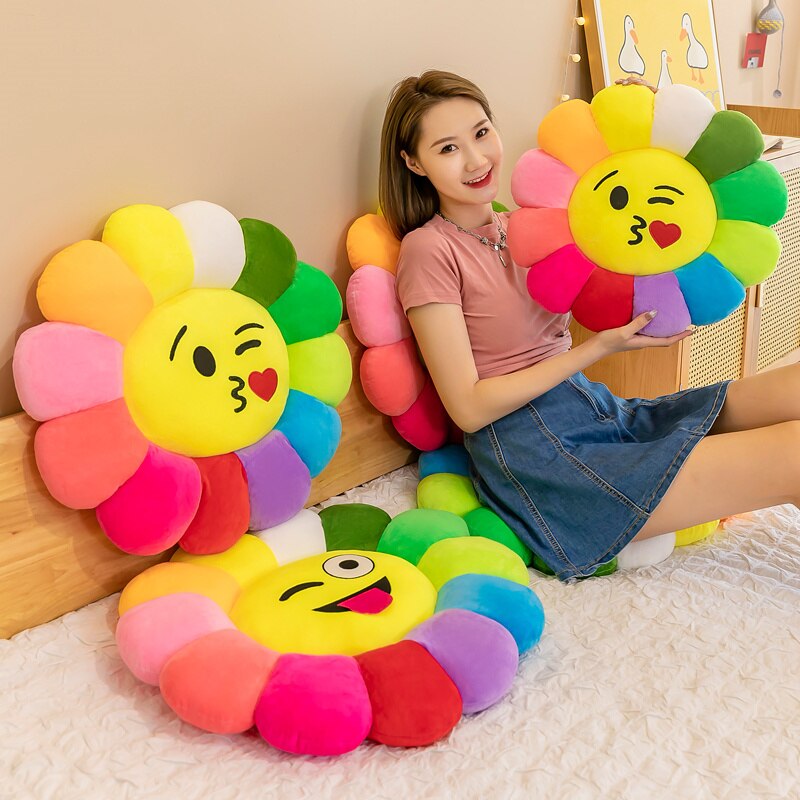 Brehn | Bunte Sonnenblume Plüsch Bequemer Sitzkissen