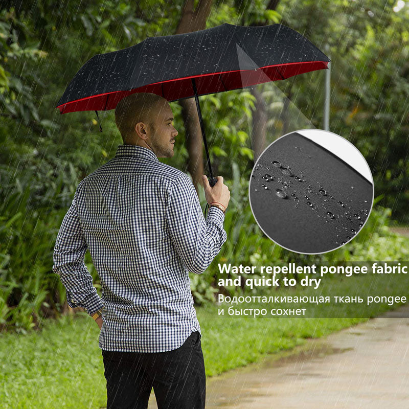 StormShield Automatik-Regenschirm – Windfester Regenschirm mit umgekehrtem Schließmechanismus