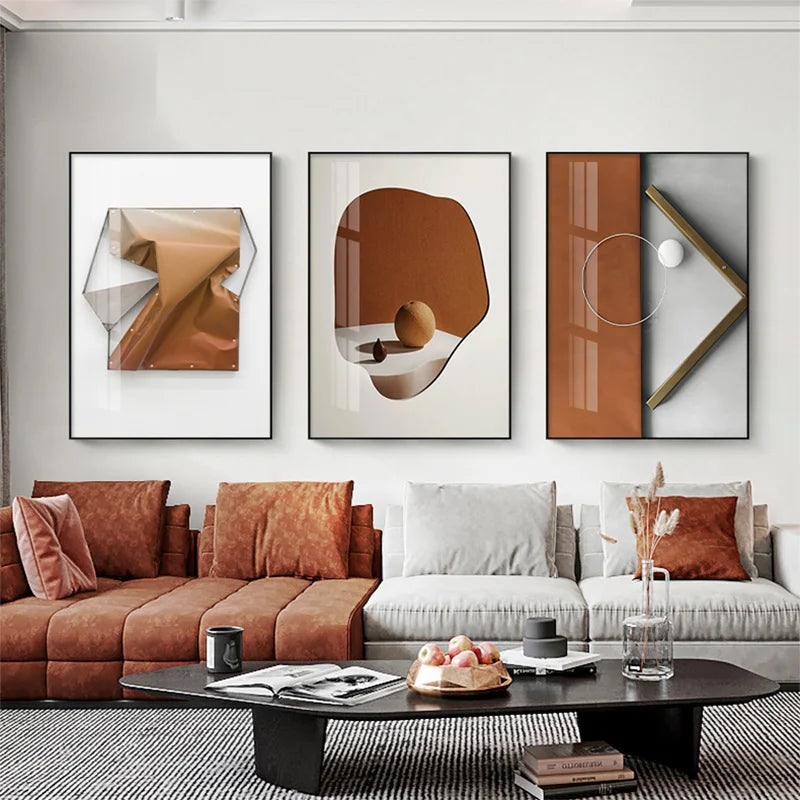 Moderne Ästhetik Abstracte Geometrie Wandkunst Feine Kunst Leinwanddrucke Bilder für luxuriöse Wohnung Wohnzimmer Esszimmer Eingang Foyer Kunst Dekor | Brehn