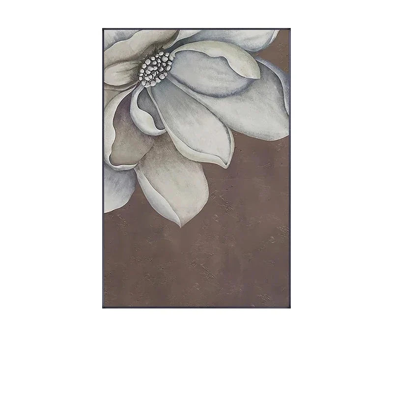 Skandinavische große florale Wandkunst feine Kunstdrucke auf Leinwand weiße Blütenblumen Poster moderne botanische Bilder für Foyer Wohnzimmer | Brehn