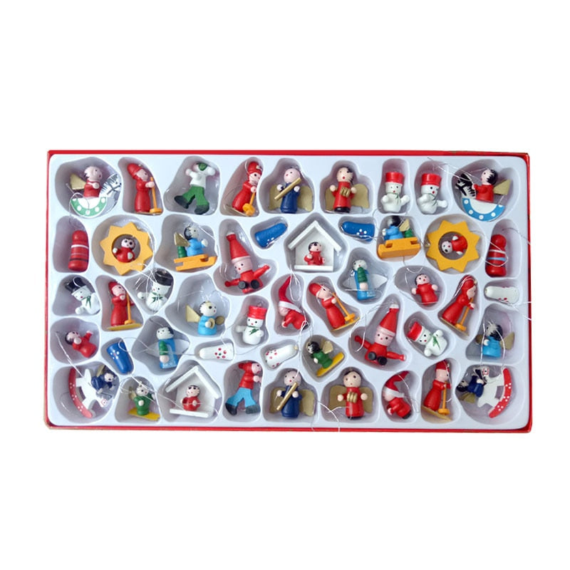 Brehn | 48-teiliges Santa's Runners Holzdekorationsset