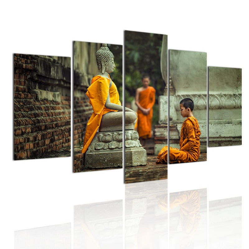 5 Teile Abstrakter Buddhistische Mönch in Vipassana Meditation - Leinwand Wandkunst Gemälde