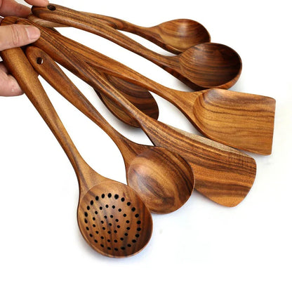 TeakChef 7-teiliges Küchenutensilien-Set Premium Teak-Werkzeuge | Brehn