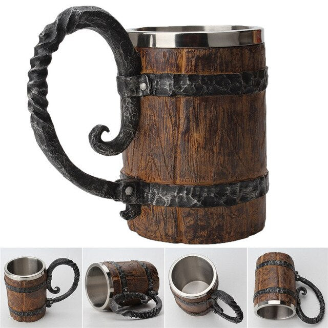 Brehn | Antike Zeit Edelstahl Holz Becher