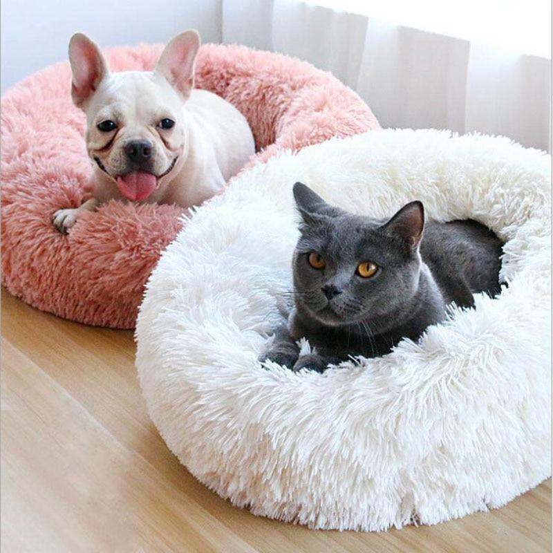 Brehn | Runder Plüsch Beruhigender Donut Hundebett für kleine bis große Hunde