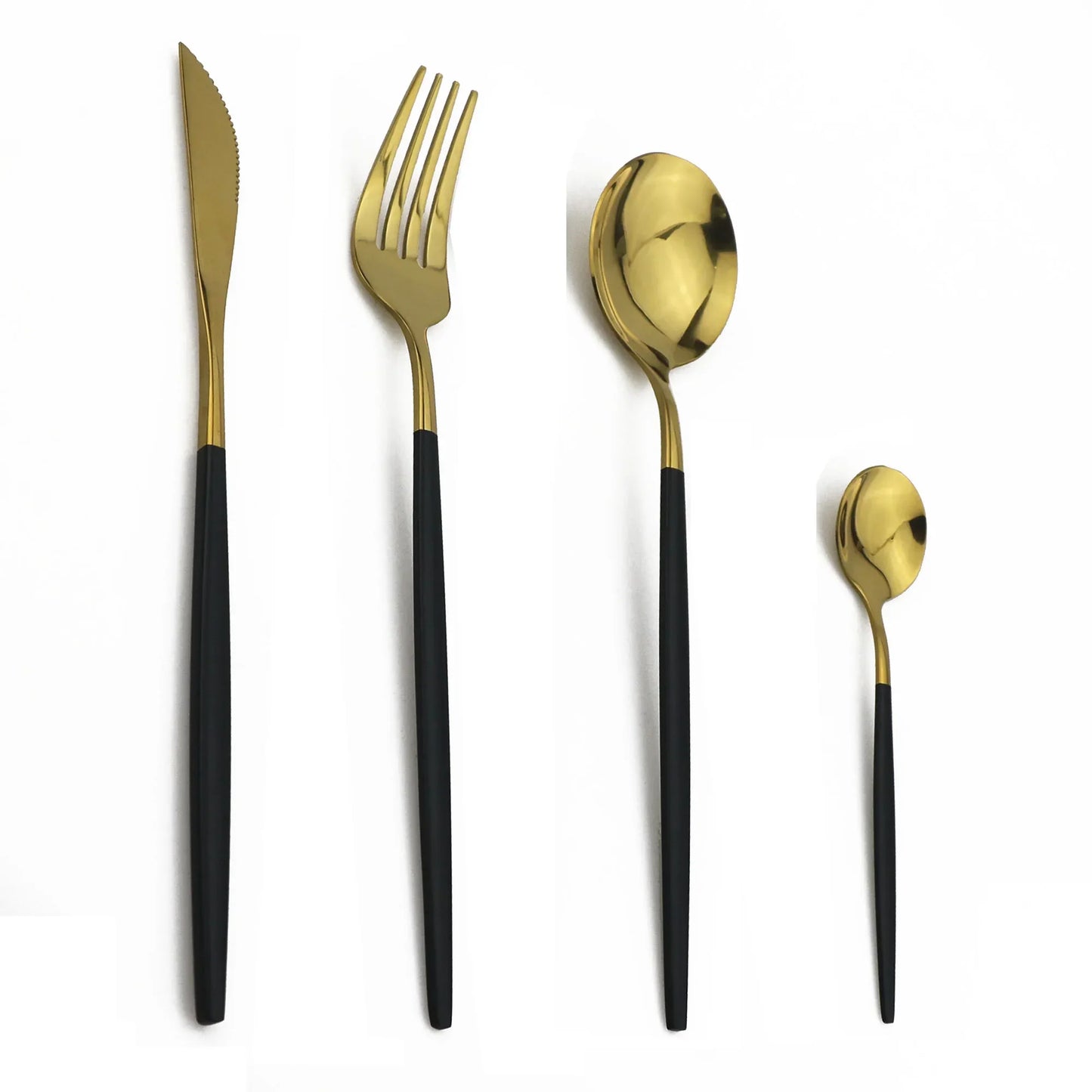 Brehn | Luxus Schwarz-Gold Edelstahl Besteckset - für Elegante Mahlzeiten