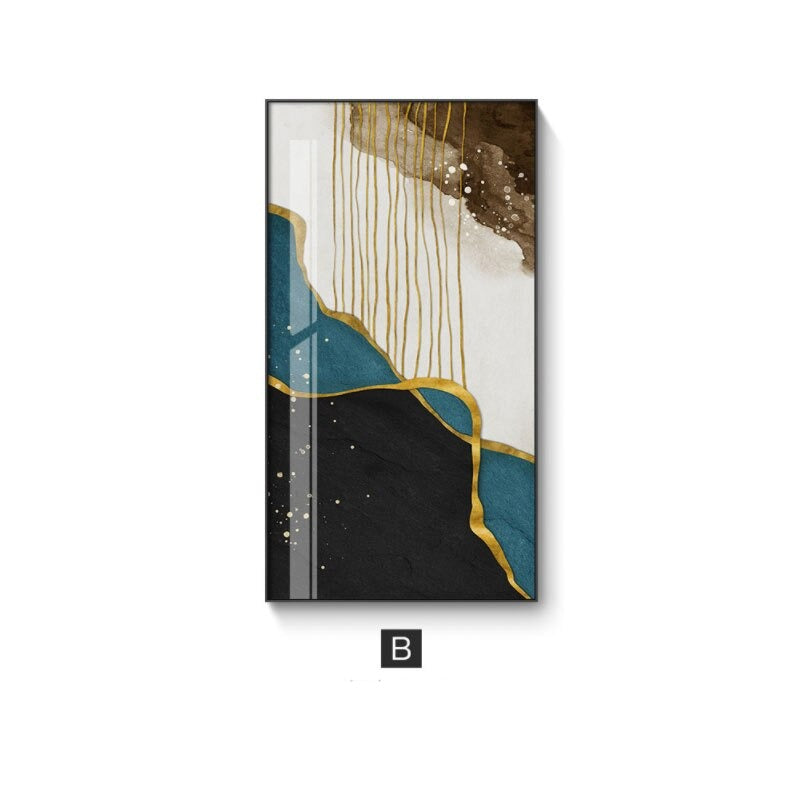 Abstrakte Goldene Regen Vertikale Format Wandkunst Fine Art Leinwanddrucke Bilder Für Eingangsbereich Empfang Wohnzimmer Kunst Dekor | Brehn