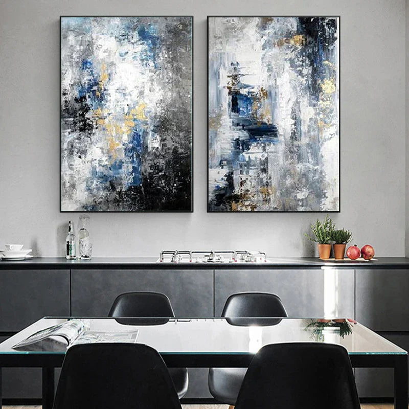 Blaustich Grau Zeitgenössische Abstrakte Wandkunst Fine Art Leinwanddrucke Poster Bilder Für Wohnzimmer Home Office Kunst Dekor | Brehn