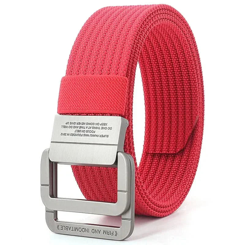 Unisex-Canvas-Gürtel – Doppelte Metallringschnalle, verstellbar