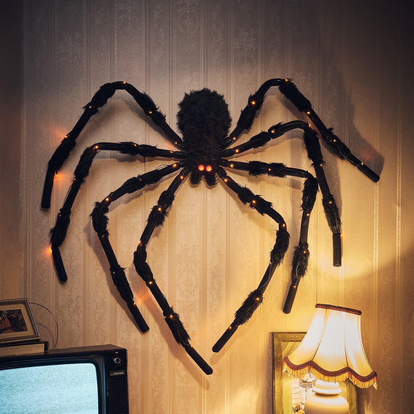 Brehn | 1,5m LED Halloweendeko Spinnenfigur