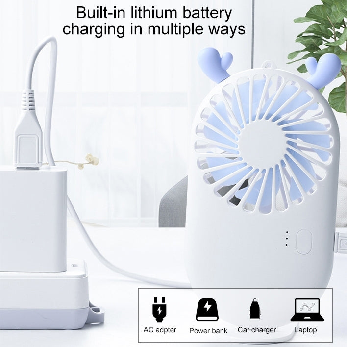 Tragbarer Mini USB-Lade-Taschenventilator mit 3 Geschwindigkeitssteuerung (Weiß) | Brehn