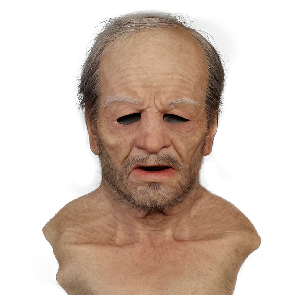 Realistisches Altenmann-Maske – Halloween und Cosplay Latexmaske mit beweglichem Mund | Brehn