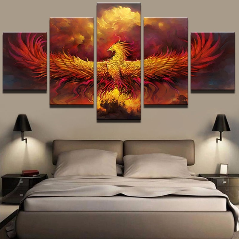 5 Teile Phoenix - Leinwand Wandkunst Gemälde