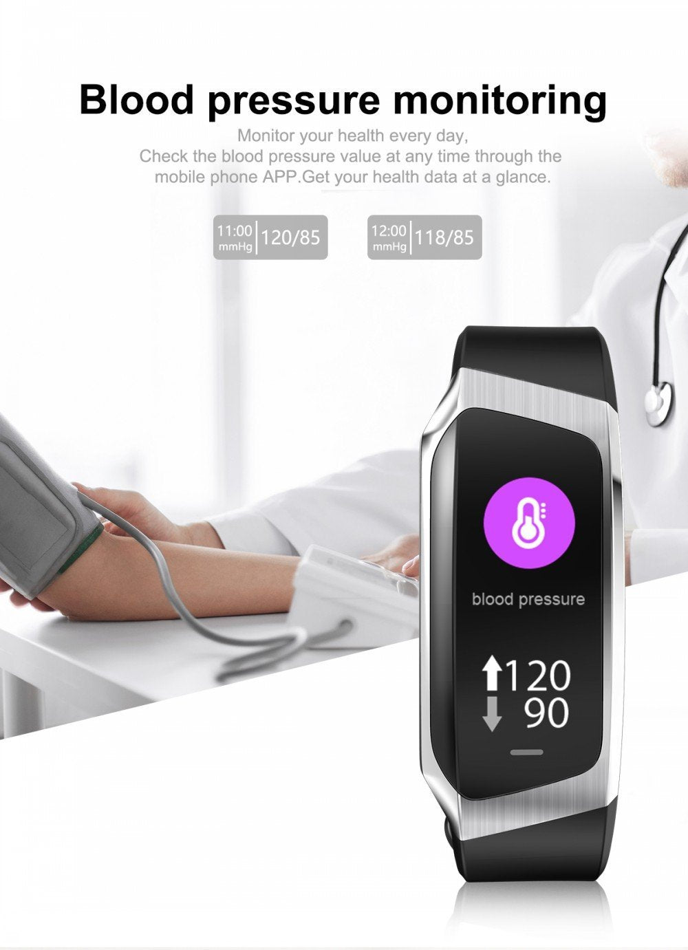 Brehn | Fitband Smartwatch wasserdicht Blutdruck Sauerstoff Herzfrequenzmonitor Sportarmband