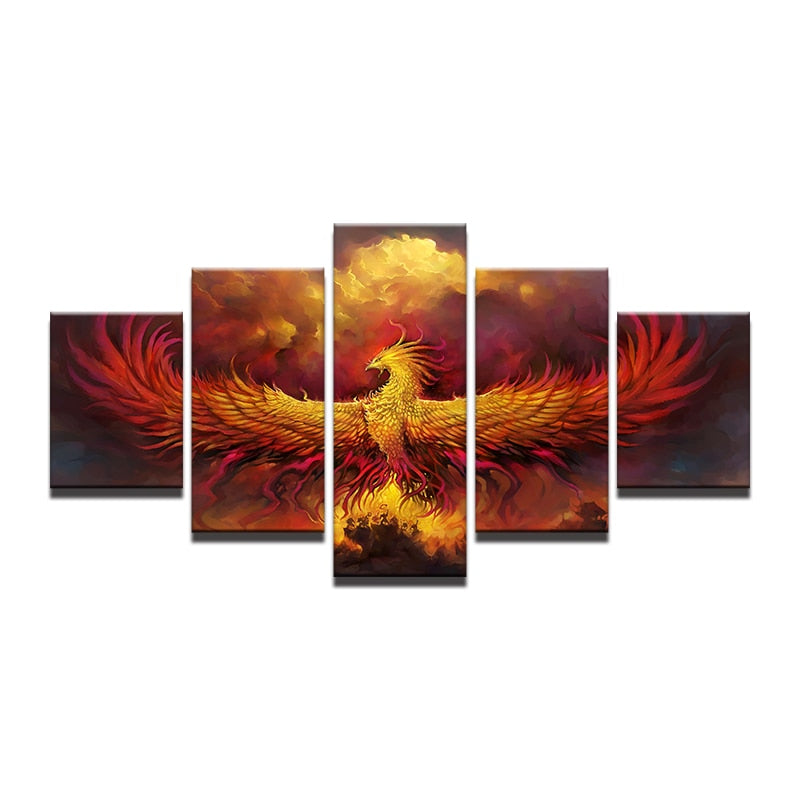 5 Teile Phoenix - Leinwand Wandkunst Gemälde