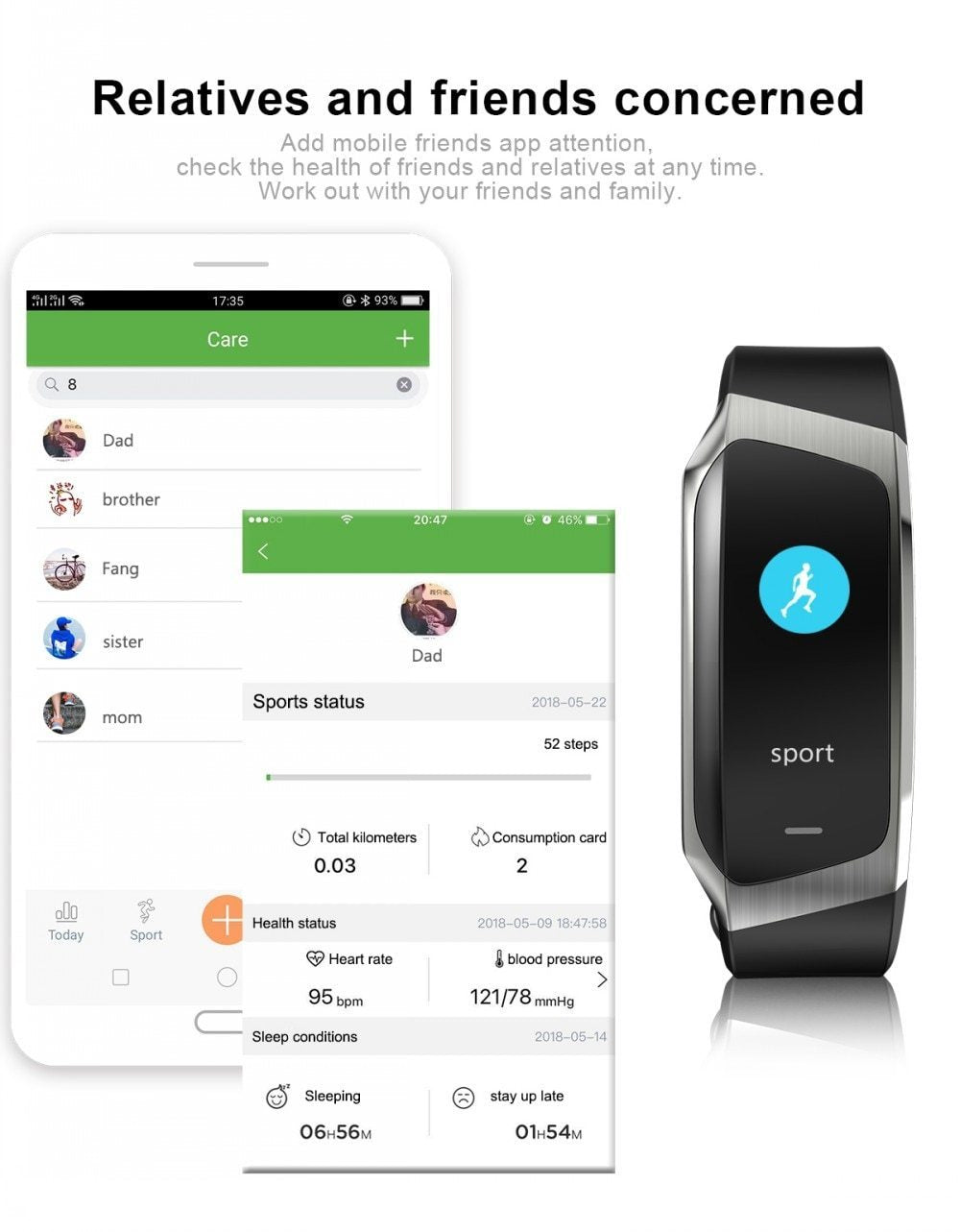 Brehn | Fitband Smartwatch wasserdicht Blutdruck Sauerstoff Herzfrequenzmonitor Sportarmband